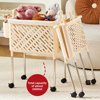Panier à linge pliable en plastique Vante, sans pliage, avec roulettes et roulettes pivotantes, style minimaliste pour la salle de bain