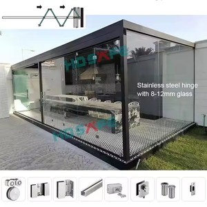 防水性のある黒/白の二枚折りアルミガラス引き戸、2026スクリーン折りたたみガラスパティオドア - Product Image 3