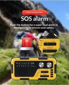 Radio d'urgence portable fiable auto-alimentée avec manivelle et batterie solaire AM/FM NOAA pour la survie - Product Image 6