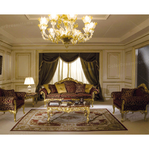 Juego de sofás de tela vintage real europeo, muebles de sala de estar de madera maciza con rojo y dorado a <span class=keywords><strong>la</strong></span> venta - Product Image 2