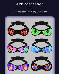 RGB発光LEDメガネDIY GIFダイナミックアプリUSB充電式ライトグラス屋外用点滅パターン付き - Product Image 2