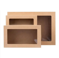 Boîtes de pâturage plateaux de restauration en papier ondulé, boîte brune à cannelure E/F avec fenêtre pour cupcake Carton collation Plateau en papier Kraft