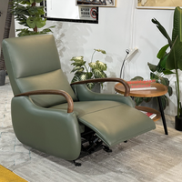 Fauteuil inclinable électrique en cuir véritable, pivotant, réglable, avec accoudoirs incurvés, pliable, extensible, massant, moderne