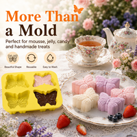YMS 3D Schmetterlingsförmige Silikon-Antihaft-Kuchenform für Seife, Desserts, Kerzen, Wachsschmelzen, Schokolade, Gelee – Ofen- und spülmaschinenfest