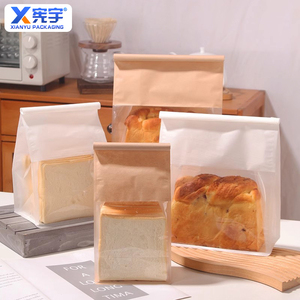Kantong Kertas Kraft Segel Delapan Sisi Warna Coklat Putih Logo Kustom, Food Grade Anti Minyak untuk Kemasan Roti, Sandwich, <span class=keywords><strong>Popcorn</strong></span> - Product Image 3