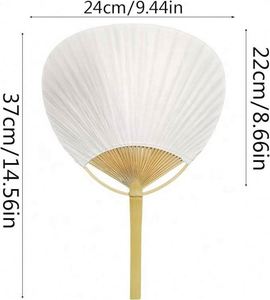 Abanico Redondo Blanco Ecológico Japonés de Bambú Tallado, Arte Folclórico, Recuerdo de Boda para Eventos, Tema Romántico y Elegante - Product Image 3
