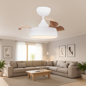 Ventilateur de plafond invisible à LED silencieux à moteur CC avec <span class=keywords><strong>abat</strong></span>-<span class=keywords><strong>jour</strong></span> en tissu moderne de 22 pouces, 6 vitesses au choix - Product Image 1