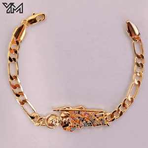 Pulsera de Moda YM al por Mayor, Diseño Guadalupe, Lujosa, Chapada en Oro de 18K, Cadena Cubana, Pulsera de Moda - Product Image 4