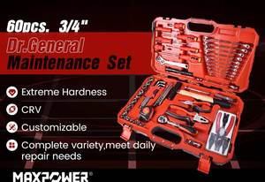 Maxpower – Kit d'outils manuels métriques pour <span class=keywords><strong>la</strong></span> réparation automobile avec boîte <span class=keywords><strong>à</strong></span> outils Portable, 60 pièces - Product Image 6