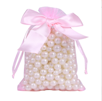 Sac cadeau en organza personnalisé avec nœud en ruban et cordon de serrage pour cosmétiques et bijoux, estampage à chaud, présentation élégante