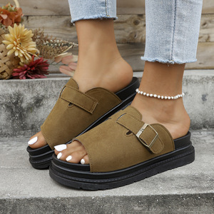 QLFashion transfrontalière grande taille plate-forme pantoufles femmes 2025 été nouveau Birkenstocks rétro sandales Fashion916 - Product Image 3