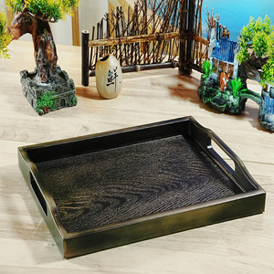 New Chinese style Japanese <b>tea</b> <b>tray</b>/<b>tray</b>, rectangular shape, imitation wood plastic, suitable for home use, imitation wood - Product Image 1