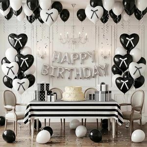 Ensemble de ballons en aluminium en forme de cœur bleu, blanc crème et noir, 18 pouces, à l'hélium, finition mate, <span class=keywords><strong>pour</strong></span> décoration de fête de naissance, anniversaire ou fiançailles - Product Image 4