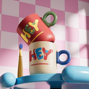 Hey Release Dopamine Toothbrush Cup PP <b>Material</b> Travel Portable For Home Couple Student Dormitory Use - Product Image 2