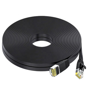 สายแลน Cat6 สีดำ ความเร็วสูง 32AWG BC Conductor PVC UTP RJ45 8P8C สายแพทช์คอร์ด อีเธอร์เน็ต สำหรับการสื่อสาร แบบแบน - Product Image 5