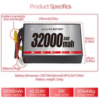 Оптовая продажа, 32000 мАч, 6S, 12S, 14S, литий-полимерный аккумулятор, 25C Lipo Drone/UAV, промышленный UAY с фиксированным ветром, VTOL/Multirotor