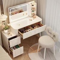 Table de maquillage multifonctionnelle intelligente et moderne, style princesse, avec armoire latérale, miroir LED tactile, en métal et bois, couleur au choix, Chine