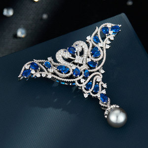 Swan Brooch With Micro Set Zircon And Faux Pearl Pendant For Women Party Accessory - Product Image 1