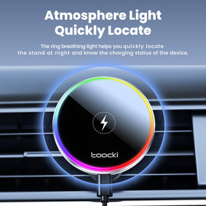 Soporte Magnético Inalámbrico para Automóvil Toocki, Cualquier Ángulo de Visión, Módulo Magnético N52 y Carga Máxima de 15 W para iPhone y Android - Product Image 5