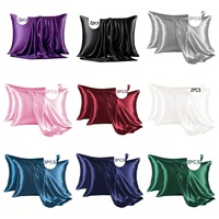 Lot de 2 taies d'oreiller en satin, douces et soyeuses, avec fermeture à rabat, ensemble de taies d'oreiller de luxe respirantes pour lit