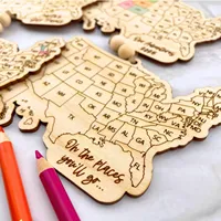 Mapa de Estados Unidos de Madera para Colgar en la Pared, Recuerdo de Vacaciones Personalizado con Colores de los Estados, Adorno para Viajes