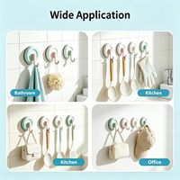 Crochet mural pliable en PP couleur bonbon avec ventouse, sans perçage, réutilisable, lavable, forte capacité de charge pour salle de bain et cuisine