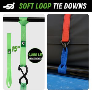 Ngụy trang Ratchet Tie xuống dây đai 1 "* 8 'với Vinyl tráng S Móc & thủ môn, Nhiệm Vụ nặng nề cây đứng dây đai, 4 gói - Product Image 5