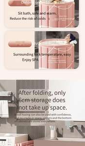Bañera <span class=keywords><strong>Plegable</strong></span> de Plástico para Adultos y Niños, Cómoda Bañera Doméstica <span class=keywords><strong>con</strong></span> Función de Asiento para Baños de Hidromasaje - Product Image 6