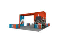 Stand d'exposition modulaire imperméable en aluminium de 20 x 30 pieds, cadre en aluminium, tissu extensible, dimensions et couleur personnalisables, garantie 5 ans