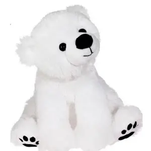 8英寸北极熊毛绒动物圣诞礼物白色毛绒冰熊刺绣爪子促销毛绒北极熊