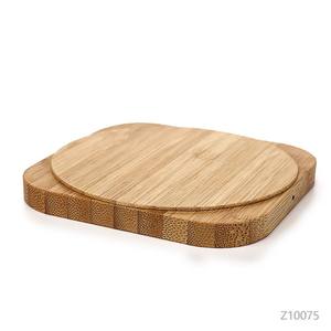 Chargeur sans fil rapide en bois de bambou naturel, logo personnalisé, chargeur sans fil en bois à charge rapide 15W pour idées de cadeaux de Noël - Product Image 2
