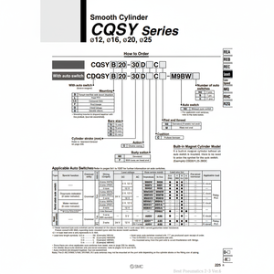 SMC Pneumatics Cylindre lisse CDQSYB25-10DCM Pièces pneumatiques - Product Image 1