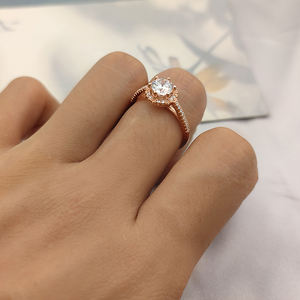 キラキラジュエリーキュービックジルコニアプロミスエンゲージメントウェディング指ローズゴールドメッキリアルシルバーピンキーリング女性 - Product Image 3