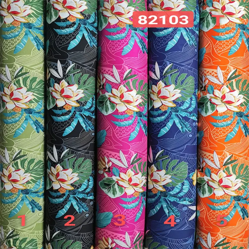 105GSM Hot Sale Flower Customized Printed Rayon Poplin Fabric Wholesale for Women's Dress