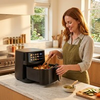 Four à friture sans huile 8-en-1 à écran tactile 9L, revêtement antiadhésif PTFE, moderne, pour la maison, la cuisine, le camping en plein air, cuisson saine