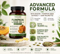 Capsules d'huile de graines de citrouille en gros, marque privée ODM/OEM, source naturelle, complément pour la santé de la prostate et de la vessie pour hommes, certifié Halal, pour adultes
