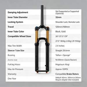 Forcella Ammortizzata ad Aria per Mountain Bike ad Alte Prestazioni, Tubo Interno da 32mm, Escursione 120mm, Essenziale per l'Assorbimento degli Urti nella Guida Fuoristrada - Product Image 5