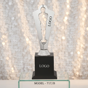 Metal women <b>Trophy</b> With Laser Engraved Logo On Black Base For Sports And Games Awards - Product Image 2