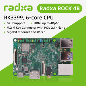 Radxa ROCK 4B RK3399, CPU 6 cœurs SBC, HDMI avec sortie 4K, WiFi 5, Gigabit Ethernet et PCIe 2.1, Ordinateur monocarte - Product Image 5