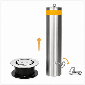 Bollard en acier inoxydable rétractable et amovible haute sécurité, protection IP68, réflecteur prismatique haute intensité, pivotant facilement - Product Image 1