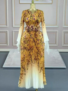 Robe longue plissée africaine pour femme - Robe de soirée élégante avec imprimé floral et manches à volants - Product Image 6