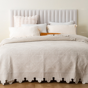 <span class=keywords><strong>Beige</strong></span> Blanco Colores personalizados Tamaños a medida Juego de cama reversible de algodón prelavado Colcha Edredón de verano - Product Image 3