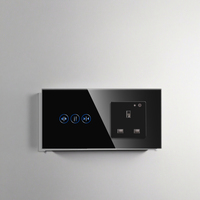 Interrupteur mural intelligent Wi-Fi Touchmi avec prise Wi-Fi UK, compatible Tuya Smart Home, avec panneau en verre pour la maison/l'industrie