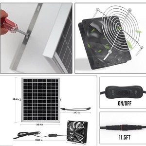 Solar <b>Fan</b> 15W Monocrystalline Glass Panel Outdoor RV Camping Pet Chicken Coop Ventilation - Product Image 2