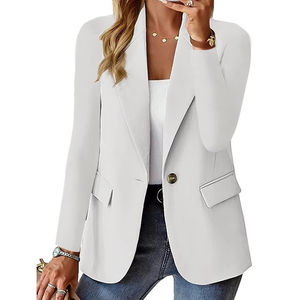 Femmes Blazer Manteaux Automne Hiver Poche crantée Bouton unique Slim OL Workwear Business Coat - Product Image 2
