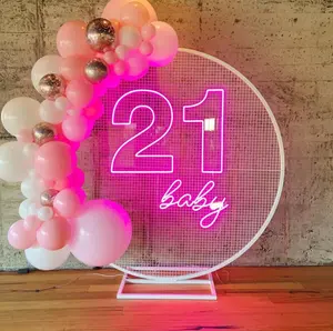 Gepersonaliseerde 21 Baby Neon Teken Verjaardagsnummers Led Acryl Neon Verlichting Voor Feest Evenement Bruiloft Slaapkamer Muur Kunst Hangende Lichten