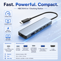 Station d'accueil USB-C 6-en-1 en aluminium, double sortie 4K+60Hz et Type-C multifonction 100W PD, 4 ports USB 3.2 Gen2 10 Gbps, portable pour ordinateur portable