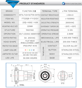 Saklar LED 22mm 25mm Baja Tahan Karat 304/316 Ultra Tipis IP65 IP67 Tahan Air Saklar Tombol Tekan Logam Sesaat - Product Image 3