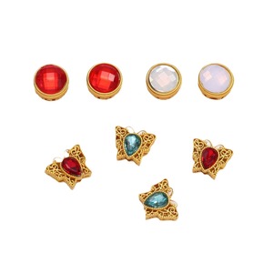 Perles intercalaires papillon traditionnelles en zircon incrusté d'or, cristaux rouges et bleus, accessoires de bijoux DIY, matériaux de perlage en gros - Product Image 5