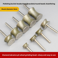 Puntas de desbaste de diamante electrochapadas de 6 mm con vástago para vidrio, herramienta de punta recta para biselado de aviones, cabezales de desbaste de diamante montados